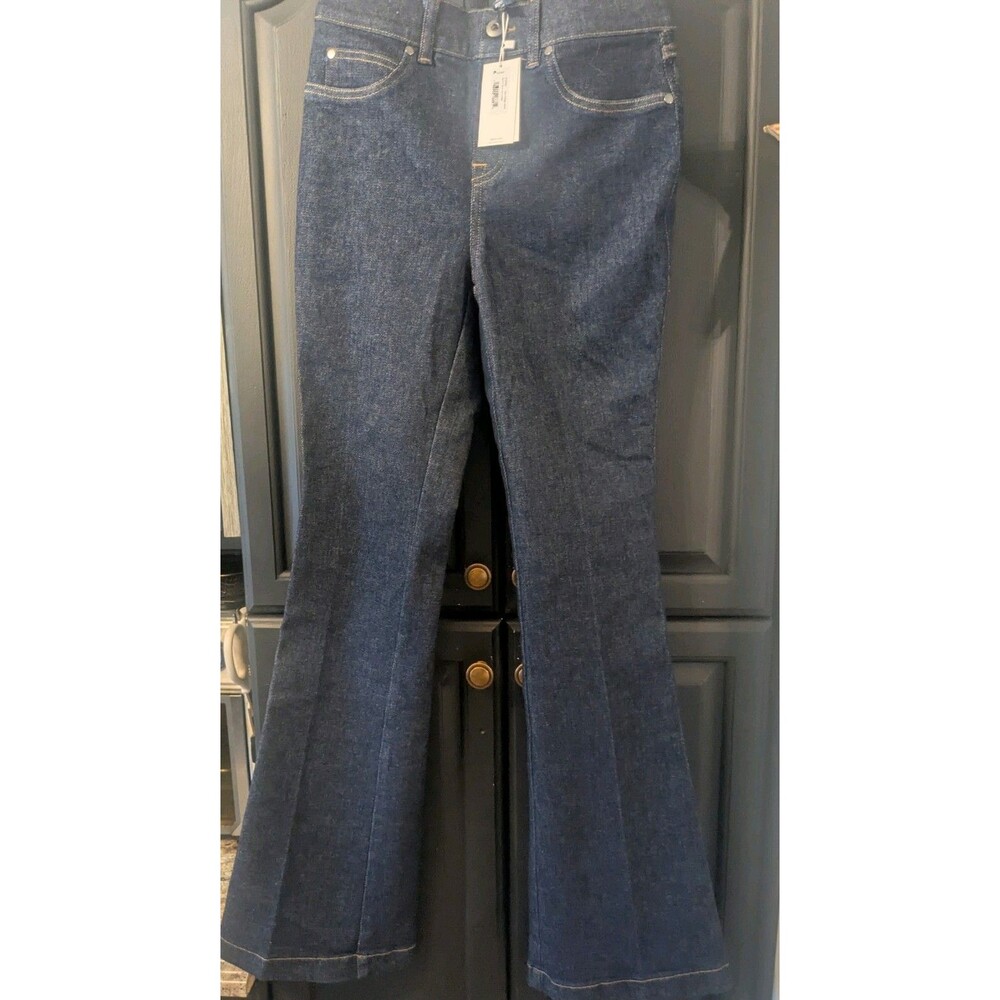 NWT Spanx Denim Flare Jeans 21266Q High Rise Sz Small Petite Raw Denim